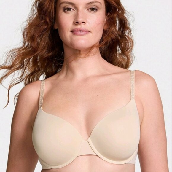 Victoria's Secret Bra Size 32DD Lightly Lined Smooth Demi Beige - Picture 1 of 7